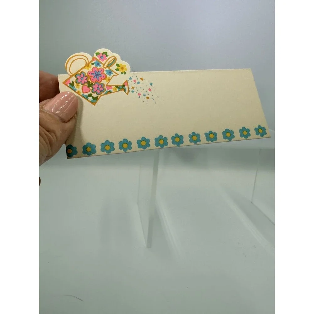 Vintage Hallmark Shower Place Cards Watering Can Floral Design 8 Count